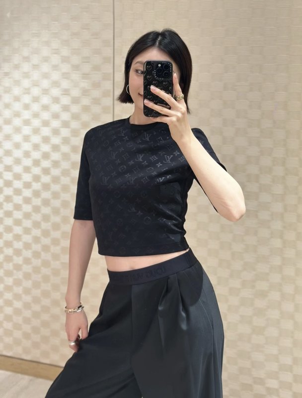 루이비통 봄여름 자카드 반팔 티셔츠 001-183338