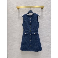 루이비통 딥 블루 민소매 원피스 001-183353