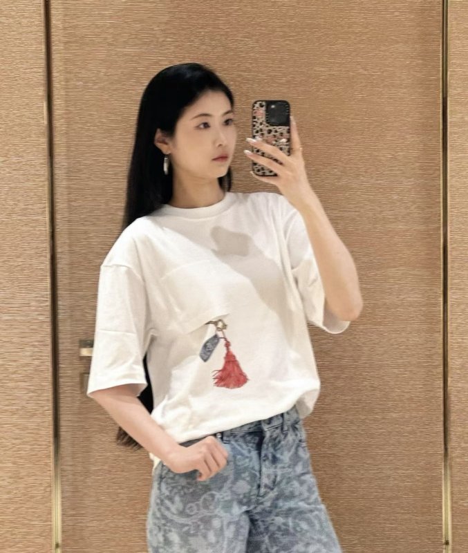 루이비통 키 프린트 프린지 루즈핏 반팔 티셔츠 001-183398