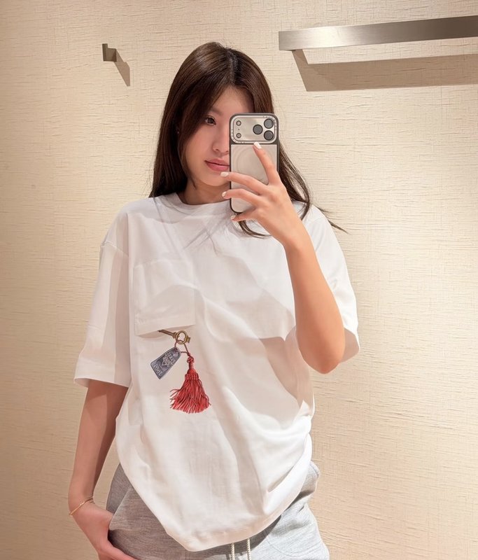 루이비통 키 프린트 프린지 루즈핏 반팔 티셔츠 001-183398