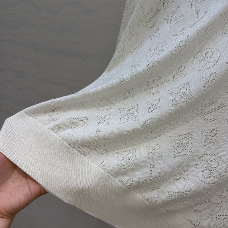 루이비통 모노그램 꽃 니트 라운드넥 반팔 티셔츠 001-183416