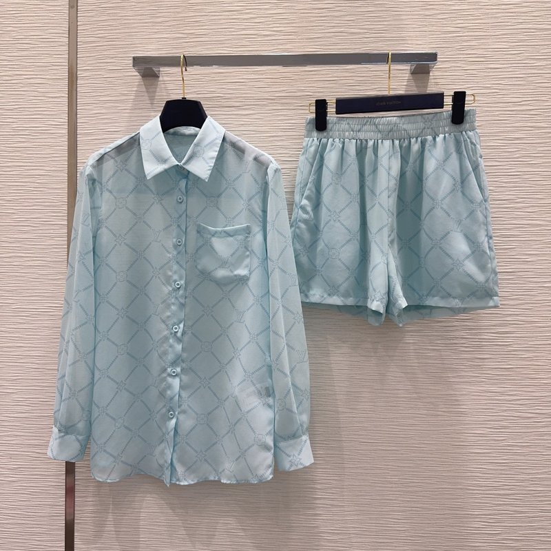 루이비통 시스루 셔츠 반바지 세트 001-183468