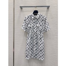 루이비통 칼라 스트링 웨이스트 프린트 원피스 001-183473