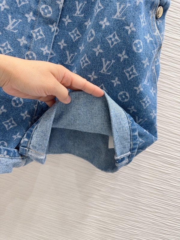 루이비통 데님 프린트 데님 오버롤 드레스 001-183478