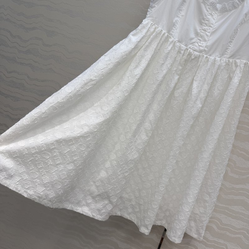 루이비통 모노그램 자수 U 넥 민소매 원피스 001-183488
