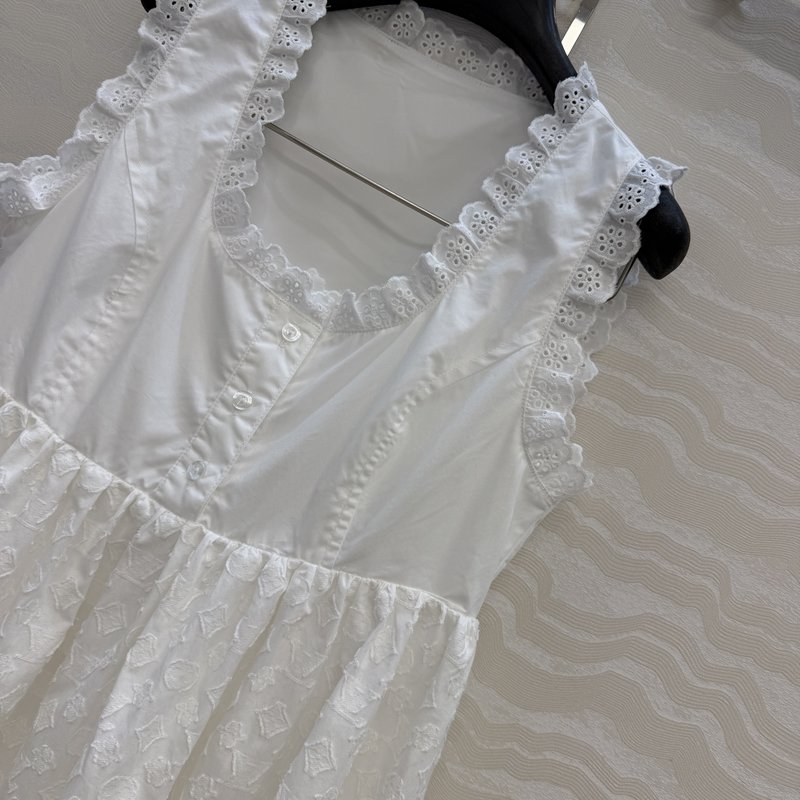 루이비통 모노그램 자수 U 넥 민소매 원피스 001-183488