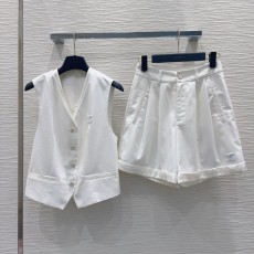 심플 올드머니 스타일 조끼 숏팬츠 세트 001-183490