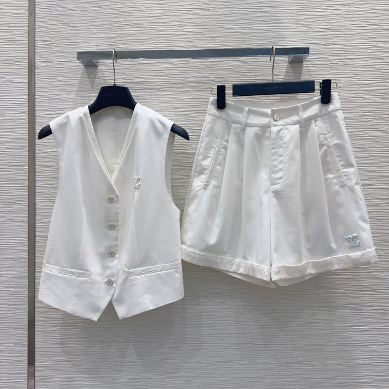 심플 올드머니 스타일 조끼 숏팬츠 세트 001-183490