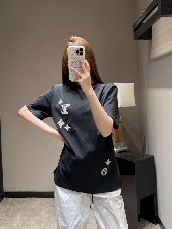 루이비통 헤비 엠브로이더리 반팔 티셔츠 001-183502