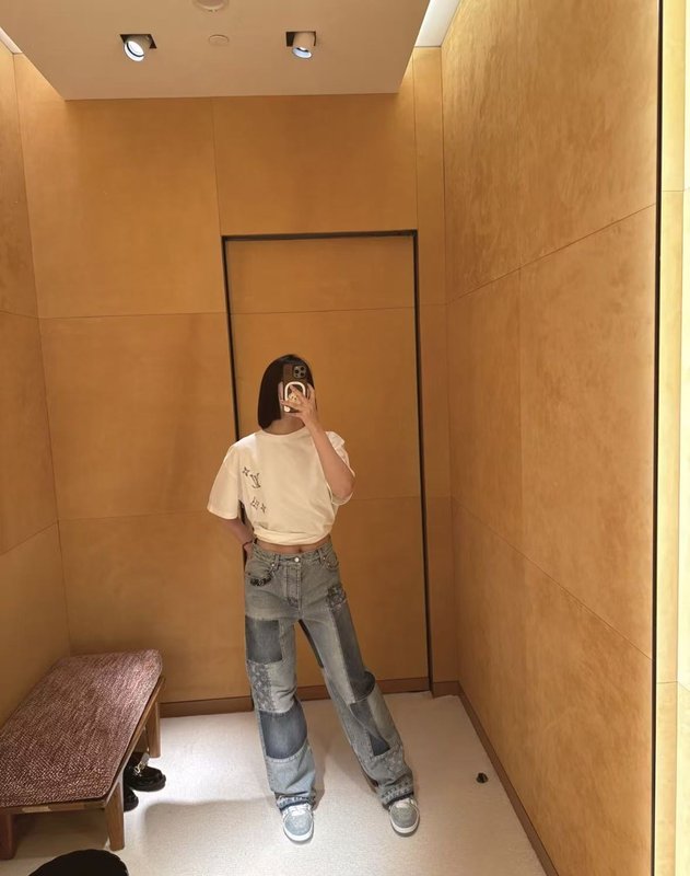 루이비통 빈티지 워싱 패치워크 데님 팬츠 001-183519