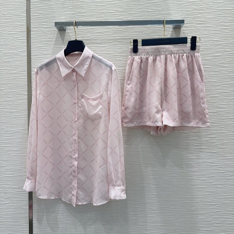 루이비통 시스루 셔츠 반바지 세트 001-183566