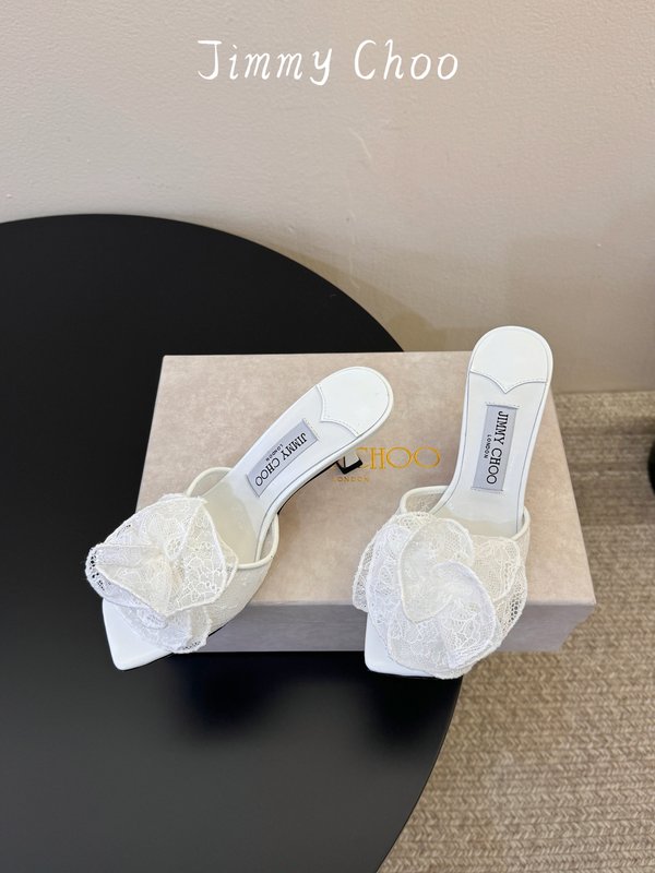 레이스 장미 스퀘어 토 하이힐 샌들 001-183655