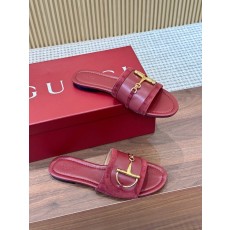 구찌 더블 G 체인 버클 가죽 플립플롭 샌들 001-183722