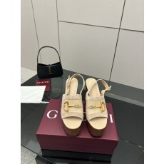구찌 여성용 D 자 말衔 클립 양가죽 샌들 001-183764