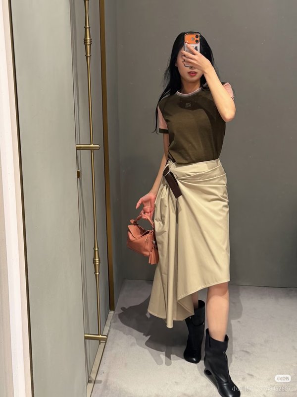 로에베 올리브그린 스플라이스 라글란 티셔츠 001-183883