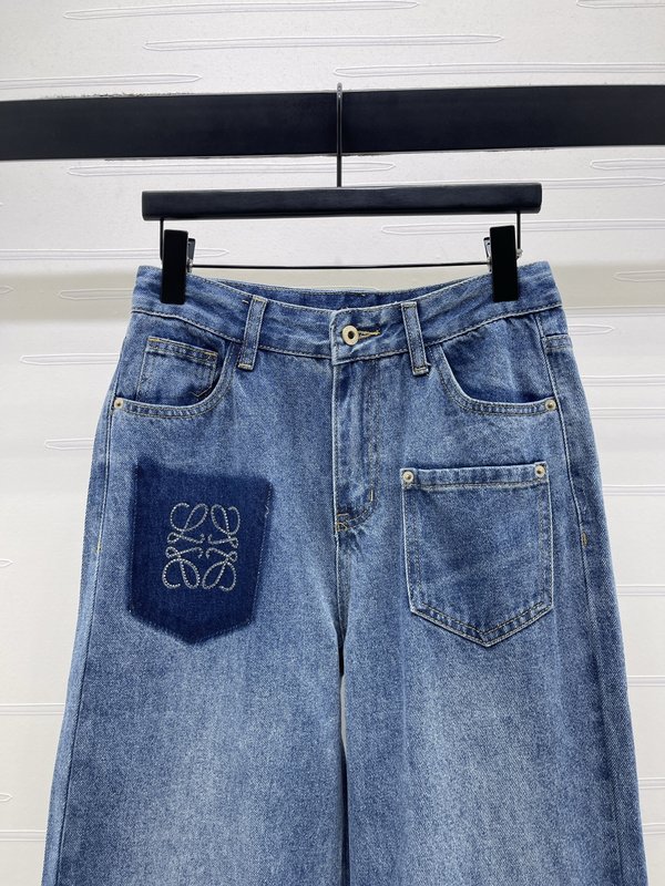 로에베 라인스톤 와이드 데님 팬츠 001-183884