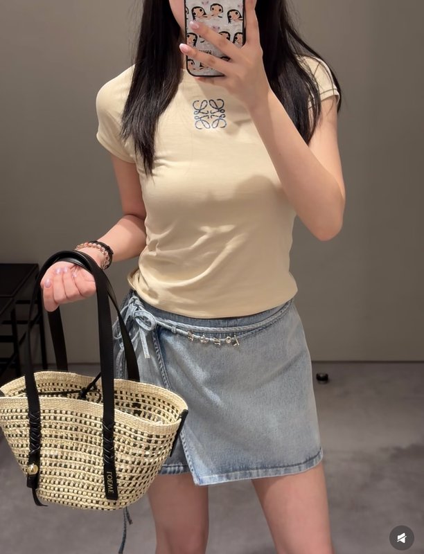로에베 슬림핏 라운드넥 로고 티셔츠 001-183897