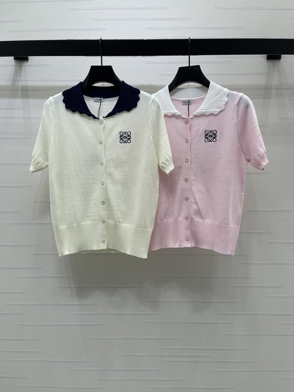 로에베 칼라 니트 반팔 티셔츠 001-183924