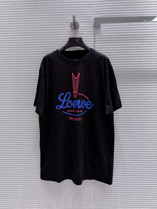 로에베 빈티지 크라운 자수 드로스트링 반팔 티셔츠 001-183926