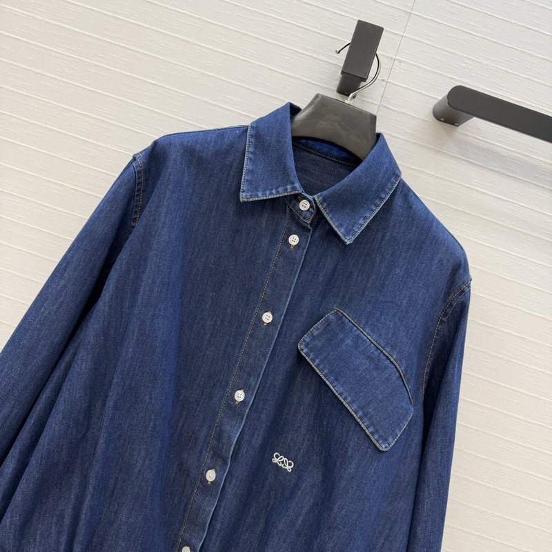 Loew 빈티지 데님 셔츠 칼라 자켓 001-183934