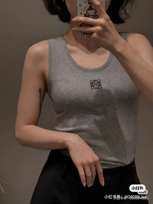 로에베 로고 자수 립스트레치 면 조끼 001-183941