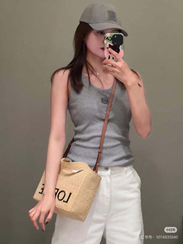 로에베 로고 자수 립스트레치 면 조끼 001-183941