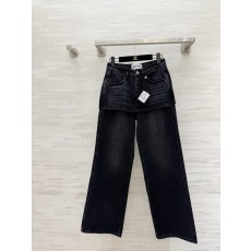 가짜 투 레이어드 와이드 데님 팬츠 001-183944