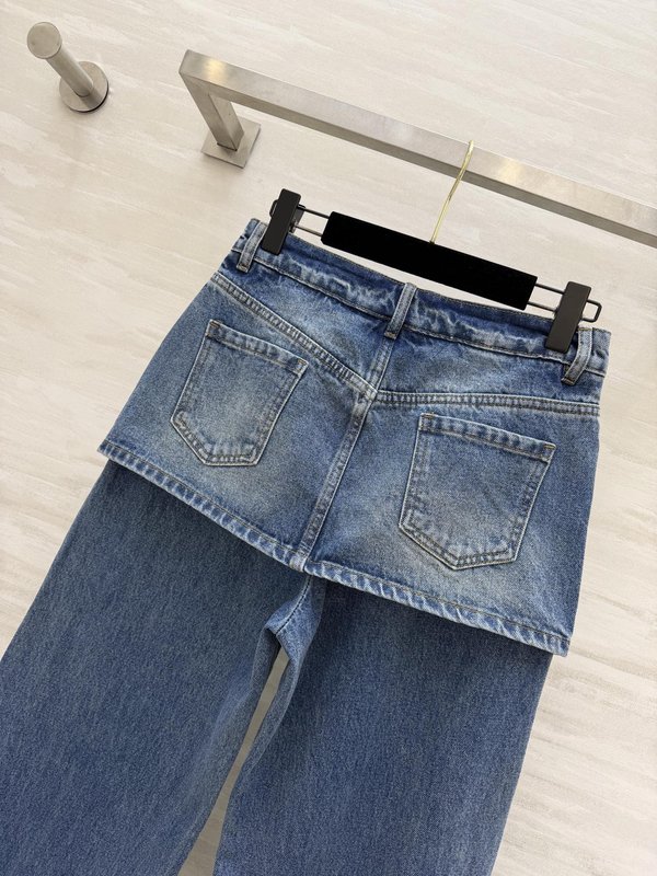 가짜 투 레이어드 와이드 데님 팬츠 001-183945