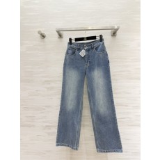 로에베 자수 하이웨이스트 와이드 데님 팬츠 001-183960
