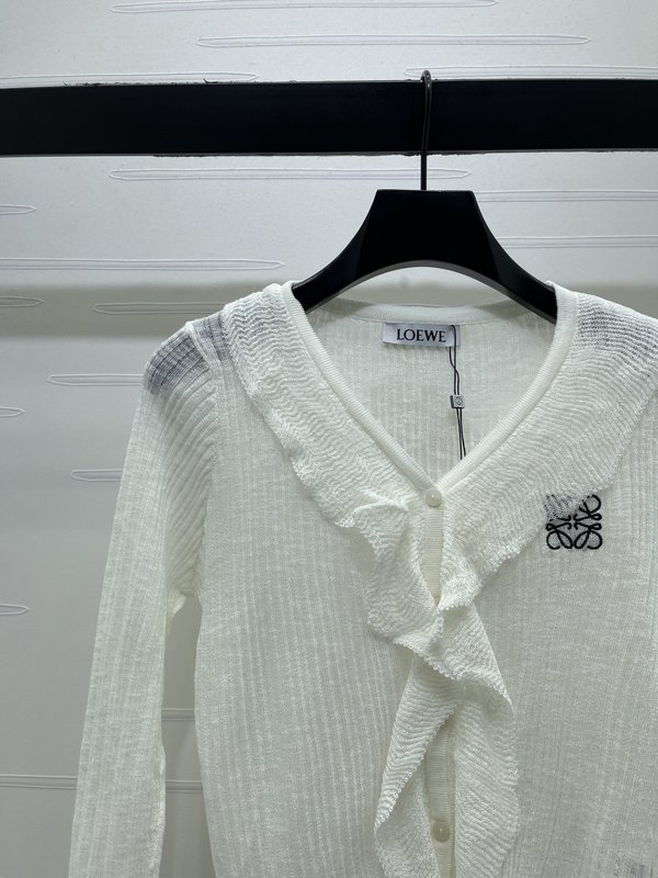 로에베 러플 니트 V 넥 카디건 001-183987