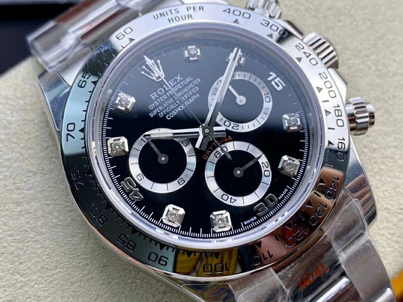 롤렉스 데이토나 블랙 스틸 다이아몬드 오토매틱 시계 001-184512