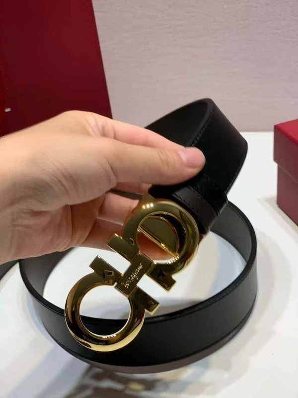 페라가모 블랙 골드 버클 벨트 001-185270