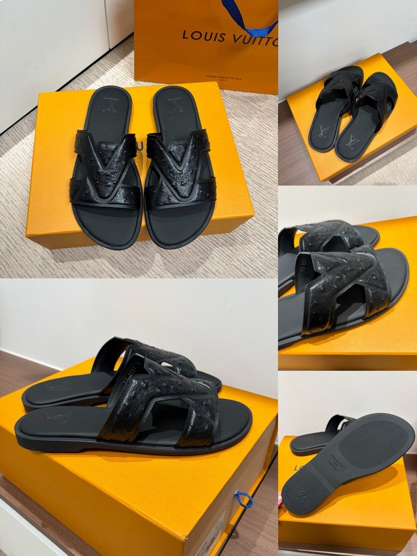 LV 남성 오스트리치 엠보 슬리퍼 001-185362