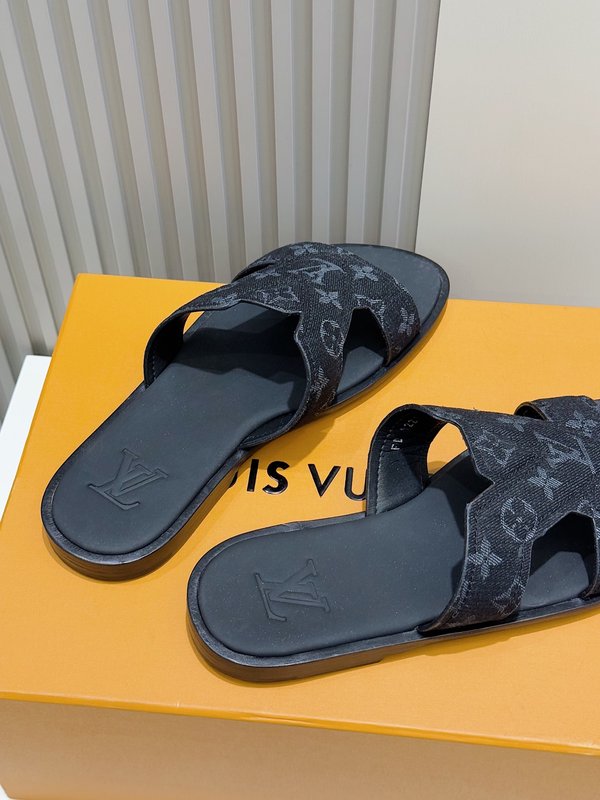 LV 오아시스 데님 가죽 남성 슬라이드 001-185468