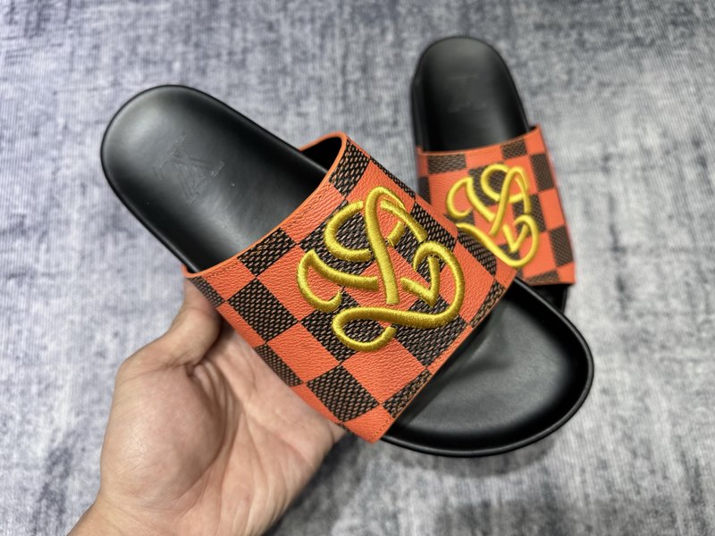 LV 남성 블랙 오렌지 패턴 슬리퍼 001-185814