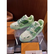 LV 트레이너 스니커즈 데님 가죽 믹스 001-185911