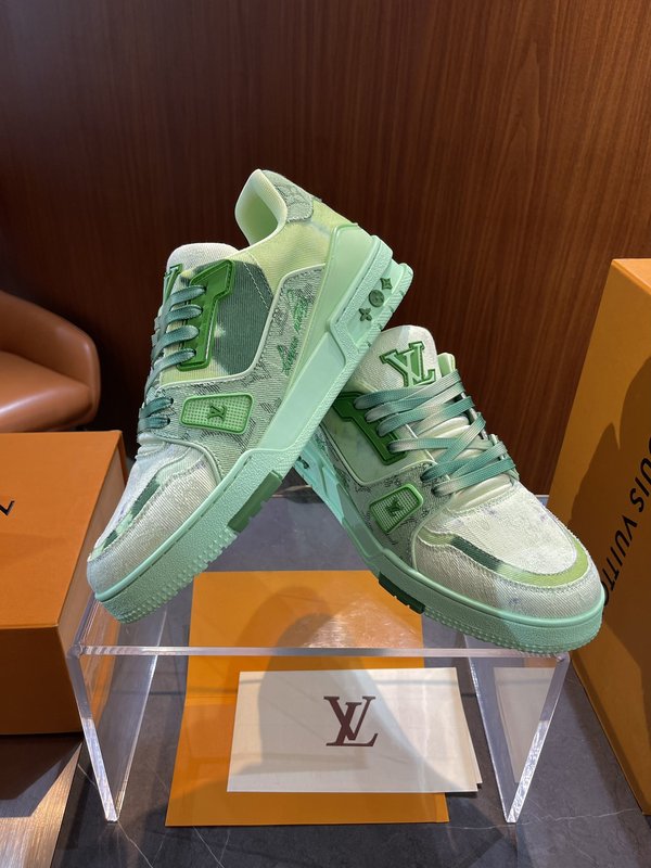 LV 트레이너 스니커즈 데님 가죽 믹스 001-185911