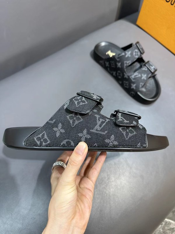 LV 남성용 블랙 샌들 슬리퍼 001-185993