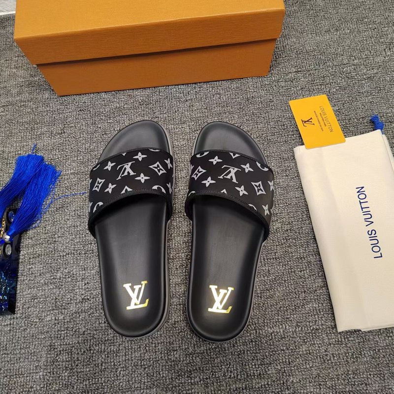 LV 남성 소가죽 프린트 슬리퍼 001-186047