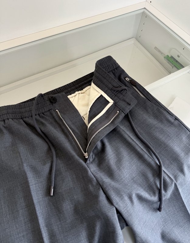 울 혼방 남성 드로우스트링 캐주얼 슬랙스 팬츠 001-186152