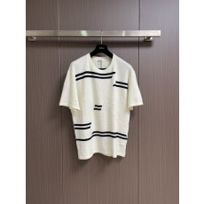 Loewe 경량 울 라운드 넥 자수 니트 티셔츠 001-186186