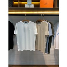 남성 모달 면 혼방 자수 반팔 티셔츠 001-186346