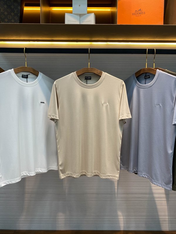 남성 모달 면 혼방 자수 반팔 티셔츠 001-186346