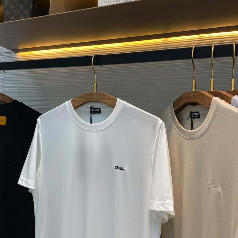 남성 모달 면 혼방 자수 반팔 티셔츠 001-186346