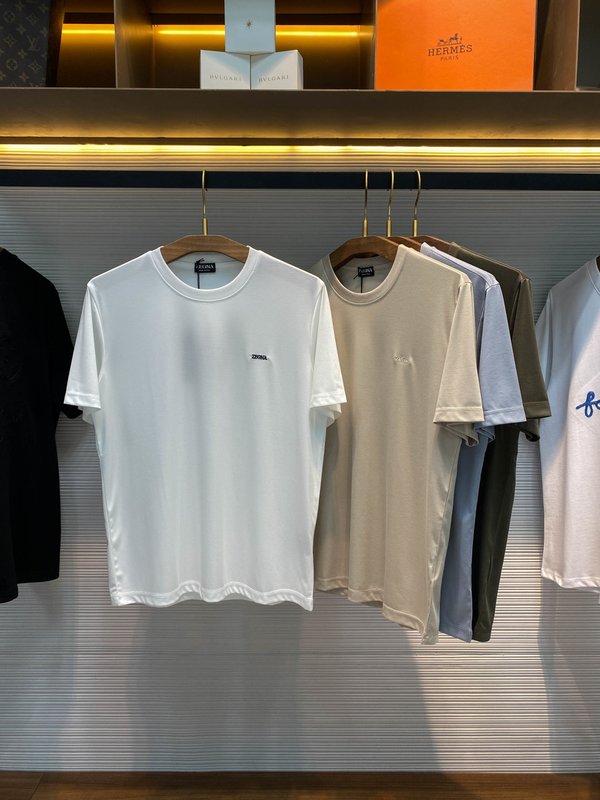 남성 모달 면 혼방 자수 반팔 티셔츠 001-186346