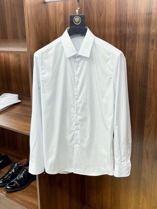고품질 세로 줄무늬 사각 칼라 긴팔 셔츠 001-186375
