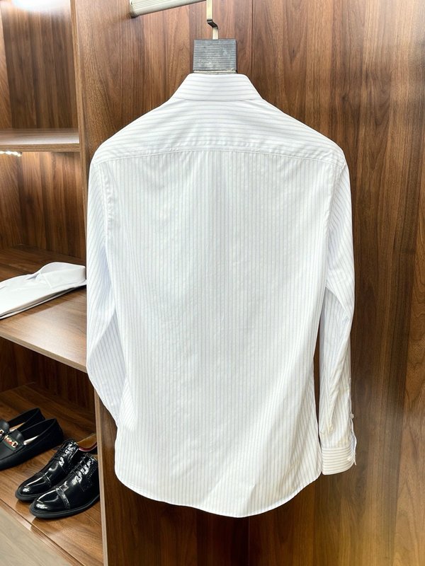 고품질 세로 줄무늬 사각 칼라 긴팔 셔츠 001-186375