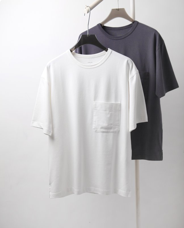 르메르 미니멀 포켓 드롭 숄더 티셔츠 001-186407
