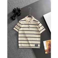 데일리 레트로 파인애플 무늬 니트 칼라 스트라이프 반팔 001-186463