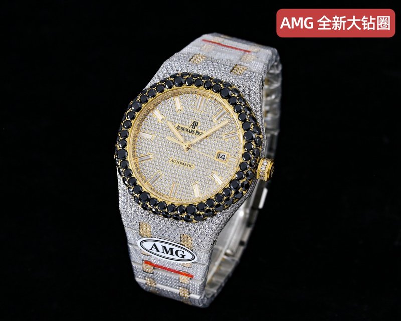 오데마 피게 로얄 오크 풀다이아몬드 오토매틱 시계 001-186982